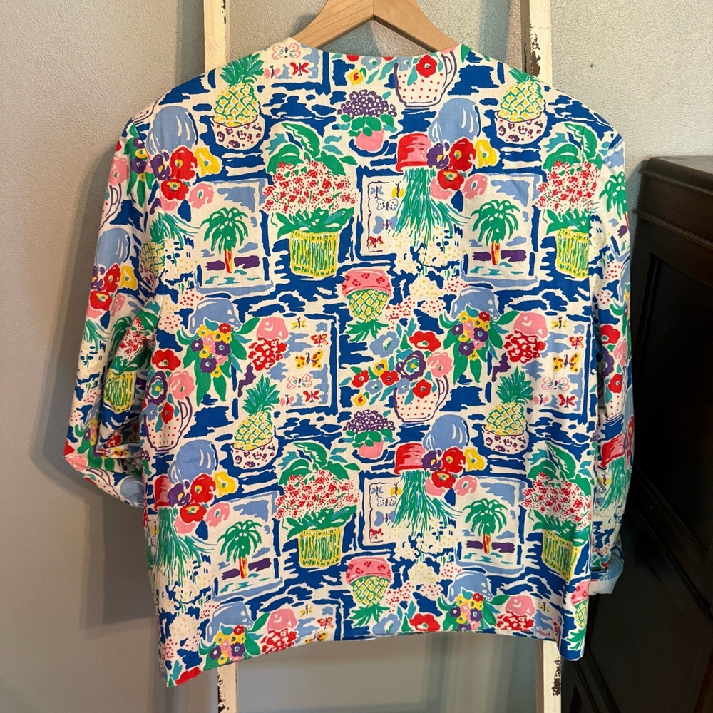 Vintage Orvis Botanical Multicolor Floral Button Up Crop Jacket Grannycore - Picture 3 of 11
